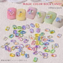 Load image into Gallery viewer, 100pcs Nail Art Aurora Magic Ice Cube Small Square Diamond Jewelry Color Shaped Nail Art Jewelry Accessories