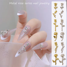Load image into Gallery viewer, 10pcs/set Nail Art Metal Rose Alloy Jewelry Light Luxury Three-dimensional Rose Gold Silver Nail Accessories Manicure Ornaments