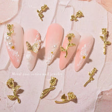 Load image into Gallery viewer, 10pcs/set Nail Art Metal Rose Alloy Jewelry Light Luxury Three-dimensional Rose Gold Silver Nail Accessories Manicure Ornaments