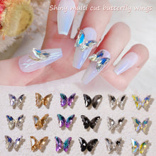 Load image into Gallery viewer, 20pcs Nail Art Crystal Butterfly Wing Jewelry Shiny Three-dimensional Stitching Butterfly Nail Sticker Jewelry Manicure Accessories