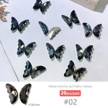 Load image into Gallery viewer, 20pcs Nail Art Crystal Butterfly Wing Jewelry Shiny Three-dimensional Stitching Butterfly Nail Sticker Jewelry Manicure Accessories