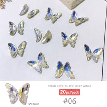 Load image into Gallery viewer, 20pcs Nail Art Crystal Butterfly Wing Jewelry Shiny Three-dimensional Stitching Butterfly Nail Sticker Jewelry Manicure Accessories