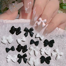 Load image into Gallery viewer, 50pcs/set Classic Black White Nail Art Bow Simple Resin Nail Jewelry Nail Art Decoration Manicure Accessories