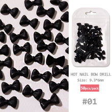 Load image into Gallery viewer, 50pcs/set Classic Black White Nail Art Bow Simple Resin Nail Jewelry Nail Art Decoration Manicure Accessories