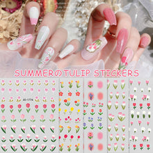 Load image into Gallery viewer, Tulip Nail Sticker 3D Adhesive Small Fresh Pink Flower Decorative Nail Sticker Manicure Art Decoration