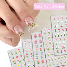 Load image into Gallery viewer, Tulip Nail Sticker 3D Adhesive Small Fresh Pink Flower Decorative Nail Sticker Manicure Art Decoration
