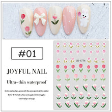 Load image into Gallery viewer, Tulip Nail Sticker 3D Adhesive Small Fresh Pink Flower Decorative Nail Sticker Manicure Art Decoration