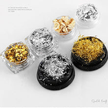 Load image into Gallery viewer, Nail Art Jewelry Gold Foil Wire Gold and Silver Foil Fragments Nail DIY Decorative Tin Foil Nail Art Decoration