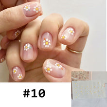 Load image into Gallery viewer, 14pcs/Sheet Full Cover Nail Stickers Daisy Polka Dot Nail Stickers Waterproof Tearable Nail Stickers Nail Art Supplies