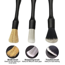 Load image into Gallery viewer, 3Pcs Car Detailing Brush Set Interior Exterior Air Vents Dashboard Cleaning Tools Auto Detail Tool Ultra-Soft Car Detailing Brush Kit