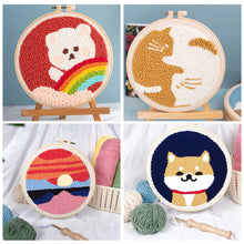 Load image into Gallery viewer, DIY Punch Needle Embroidery Kit Needlework for Beginner Punch Needle Cross Stitch Set/ DIY Cartoon Embroidery Painting Home Decor