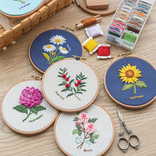 Load image into Gallery viewer, Cross Stitch Material DIY Handmade Ornaments Embroidery Kit Beginner Self-embroidered Fabric Gift Home Decoration Flower Pattern