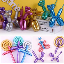 Load image into Gallery viewer, 10pcs Metallic Long Balloons DIY Strip Long Shape Balloon Tying Twist Modeling Balloon for Birthday Wedding Christmas Party