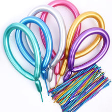 Load image into Gallery viewer, 10pcs Metallic Long Balloons DIY Strip Long Shape Balloon Tying Twist Modeling Balloon for Birthday Wedding Christmas Party