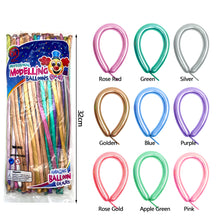 Load image into Gallery viewer, 10pcs Metallic Long Balloons DIY Strip Long Shape Balloon Tying Twist Modeling Balloon for Birthday Wedding Christmas Party