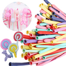 Load image into Gallery viewer, 10pcs Macaron Color Long Balloons DIY Strip Long Shape Balloon Tying Twist Modeling Balloon for Birthday Wedding Christmas Party