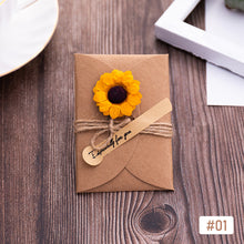 Load image into Gallery viewer, Vintage Kraft Paper Greeting Card DIY Handmade Flower Wish Card Thank You Card Blessing Card Party Invitation Card