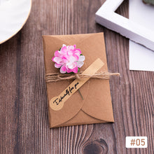 Load image into Gallery viewer, Vintage Kraft Paper Greeting Card DIY Handmade Flower Wish Card Thank You Card Blessing Card Party Invitation Card