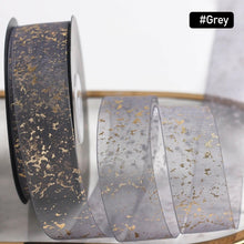 Load image into Gallery viewer, 25mm Polyester Gold Foil Textured Organza Ribbon Birthday Party Decoration Supplies Gift Box Wrapping Ribbons Handmade Material