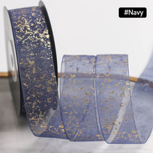 Load image into Gallery viewer, 25mm Polyester Gold Foil Textured Organza Ribbon Birthday Party Decoration Supplies Gift Box Wrapping Ribbons Handmade Material