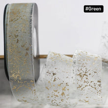 Load image into Gallery viewer, 25mm Polyester Gold Foil Textured Organza Ribbon Birthday Party Decoration Supplies Gift Box Wrapping Ribbons Handmade Material