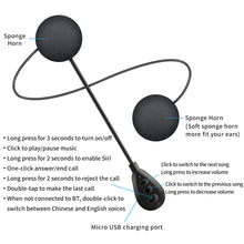 Load image into Gallery viewer, T6 Motorcycle Bluetooth Helmet Headset Wireless Handsfree Earphone Stereo Music Player Helmet Speaker