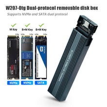 Load image into Gallery viewer, SSD M2 NVMe Case,Dual Protocol M.2 NVME PCIe NGFF SATA M2 SSD Adapter Case HD Externo for 2230 2242 2260 2280 M.2 SSD RTL9210B