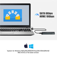 Load image into Gallery viewer, SSD M2 NVMe Case,Dual Protocol M.2 NVME PCIe NGFF SATA M2 SSD Adapter Case HD Externo for 2230 2242 2260 2280 M.2 SSD RTL9210B