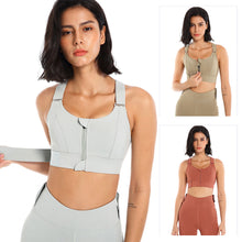 Load image into Gallery viewer, Women Sports Bras Tights Crop Top Yoga Vest Front Zipper Plus Size Adjustable Strap Shockproof Yoga Fitness Athletic Brassiere