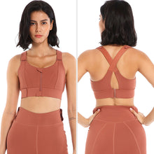 Load image into Gallery viewer, Women Sports Bras Tights Crop Top Yoga Vest Front Zipper Plus Size Adjustable Strap Shockproof Yoga Fitness Athletic Brassiere