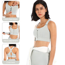 Load image into Gallery viewer, Women Sports Bras Tights Crop Top Yoga Vest Front Zipper Plus Size Adjustable Strap Shockproof Yoga Fitness Athletic Brassiere