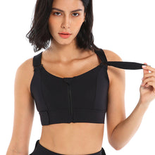 Load image into Gallery viewer, Women Sports Bras Tights Crop Top Yoga Vest Front Zipper Plus Size Adjustable Strap Shockproof Yoga Fitness Athletic Brassiere