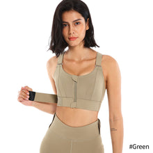 Load image into Gallery viewer, Women Sports Bras Tights Crop Top Yoga Vest Front Zipper Plus Size Adjustable Strap Shockproof Yoga Fitness Athletic Brassiere