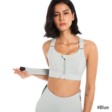 Load image into Gallery viewer, Women Sports Bras Tights Crop Top Yoga Vest Front Zipper Plus Size Adjustable Strap Shockproof Yoga Fitness Athletic Brassiere