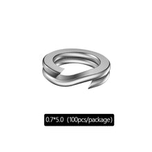 Load image into Gallery viewer, 100pcs Stainless Steel Split Ring Fishing Double Oval Split Ring Solid Ring Accessories For Fishing Hook Snap Lure Swivel