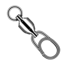 Load image into Gallery viewer, 50/100pcs Bearing Swivel Oval Split Rings Stainless Steel Hooked Snap Rolling Swivel Lure Connector Fishing Accessories