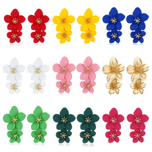Load image into Gallery viewer, 1 Pair Personality Trend Multicolor Double Layer Flower Stud Earrings Simple Sweet Earrings Women Earrings Jewelry Gifts