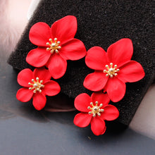 Load image into Gallery viewer, 1 Pair Personality Trend Multicolor Double Layer Flower Stud Earrings Simple Sweet Earrings Women Earrings Jewelry Gifts