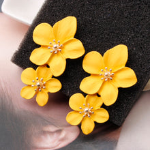 Load image into Gallery viewer, 1 Pair Personality Trend Multicolor Double Layer Flower Stud Earrings Simple Sweet Earrings Women Earrings Jewelry Gifts