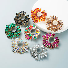 Load image into Gallery viewer, 1 Pair Geometric C-shaped Rhinestone Large Stud Earrings Alloy Colored Diamonds Irregular Sunflower Temperament Earrings Jewelry Gifts