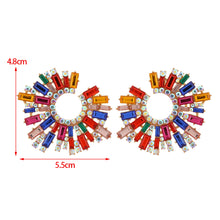 Load image into Gallery viewer, 1 Pair Geometric C-shaped Rhinestone Large Stud Earrings Alloy Colored Diamonds Irregular Sunflower Temperament Earrings Jewelry Gifts