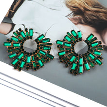 Load image into Gallery viewer, 1 Pair Geometric C-shaped Rhinestone Large Stud Earrings Alloy Colored Diamonds Irregular Sunflower Temperament Earrings Jewelry Gifts