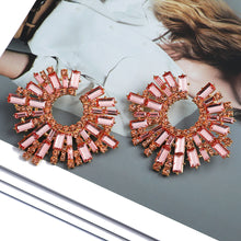 Load image into Gallery viewer, 1 Pair Geometric C-shaped Rhinestone Large Stud Earrings Alloy Colored Diamonds Irregular Sunflower Temperament Earrings Jewelry Gifts