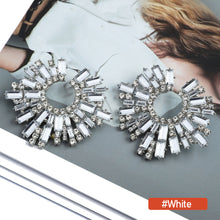 Load image into Gallery viewer, 1 Pair Geometric C-shaped Rhinestone Large Stud Earrings Alloy Colored Diamonds Irregular Sunflower Temperament Earrings Jewelry Gifts