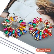 Load image into Gallery viewer, 1 Pair Geometric C-shaped Rhinestone Large Stud Earrings Alloy Colored Diamonds Irregular Sunflower Temperament Earrings Jewelry Gifts