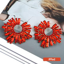 Load image into Gallery viewer, 1 Pair Geometric C-shaped Rhinestone Large Stud Earrings Alloy Colored Diamonds Irregular Sunflower Temperament Earrings Jewelry Gifts