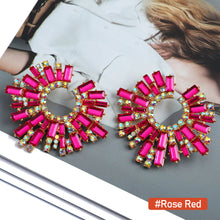 Load image into Gallery viewer, 1 Pair Geometric C-shaped Rhinestone Large Stud Earrings Alloy Colored Diamonds Irregular Sunflower Temperament Earrings Jewelry Gifts