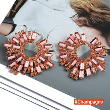 Load image into Gallery viewer, 1 Pair Geometric C-shaped Rhinestone Large Stud Earrings Alloy Colored Diamonds Irregular Sunflower Temperament Earrings Jewelry Gifts