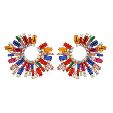 Load image into Gallery viewer, 1 Pair Geometric C-shaped Rhinestone Large Stud Earrings Alloy Colored Diamonds Irregular Sunflower Temperament Earrings Jewelry Gifts