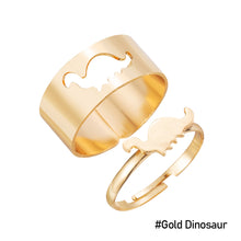 Load image into Gallery viewer, 2pcs/set Creative Personality Flame Dinosaur Punk Couple Ring Simple Open Women Men Couple Ring Jewelry Accessories Gifts